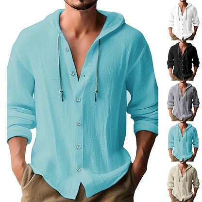 Ademend & Licht Linnen Heren Shirt met Capuchon – Malik