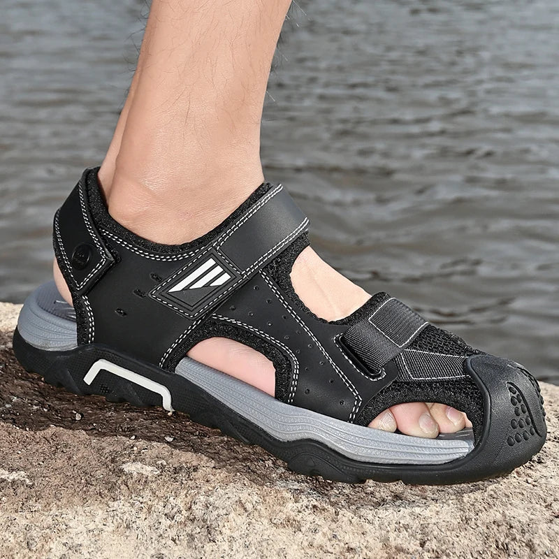 Comfortabele antislip leren sandalen voor heren – Ideaal voor senioren