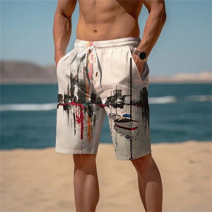 Ademende Heren Strandshorts Katoen met 3D Print - Jamal