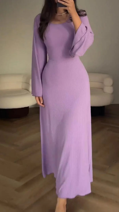 Stijlvolle Bodycon Maxi Jurk met Vetersluiting - Valencia
