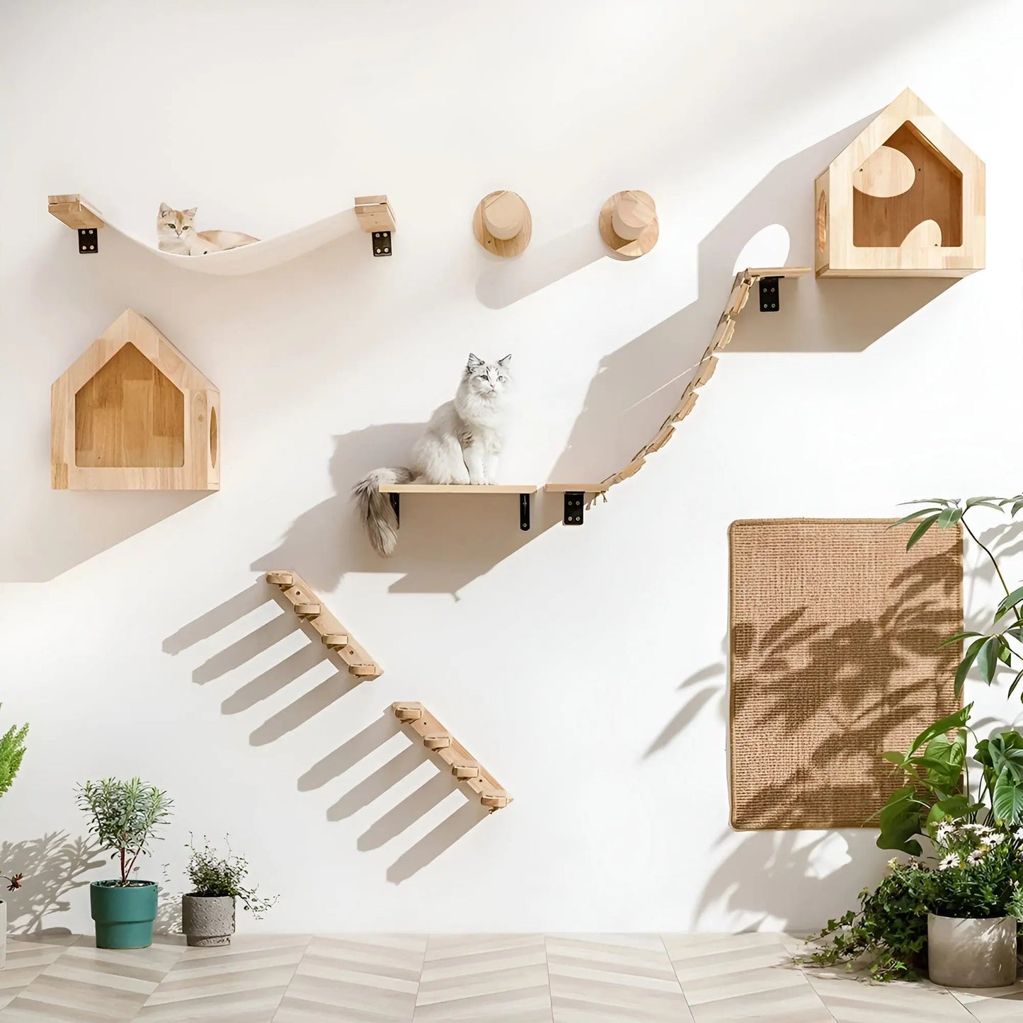 Wandklimplank voor Katten met Krabpaal - ClimbPaws