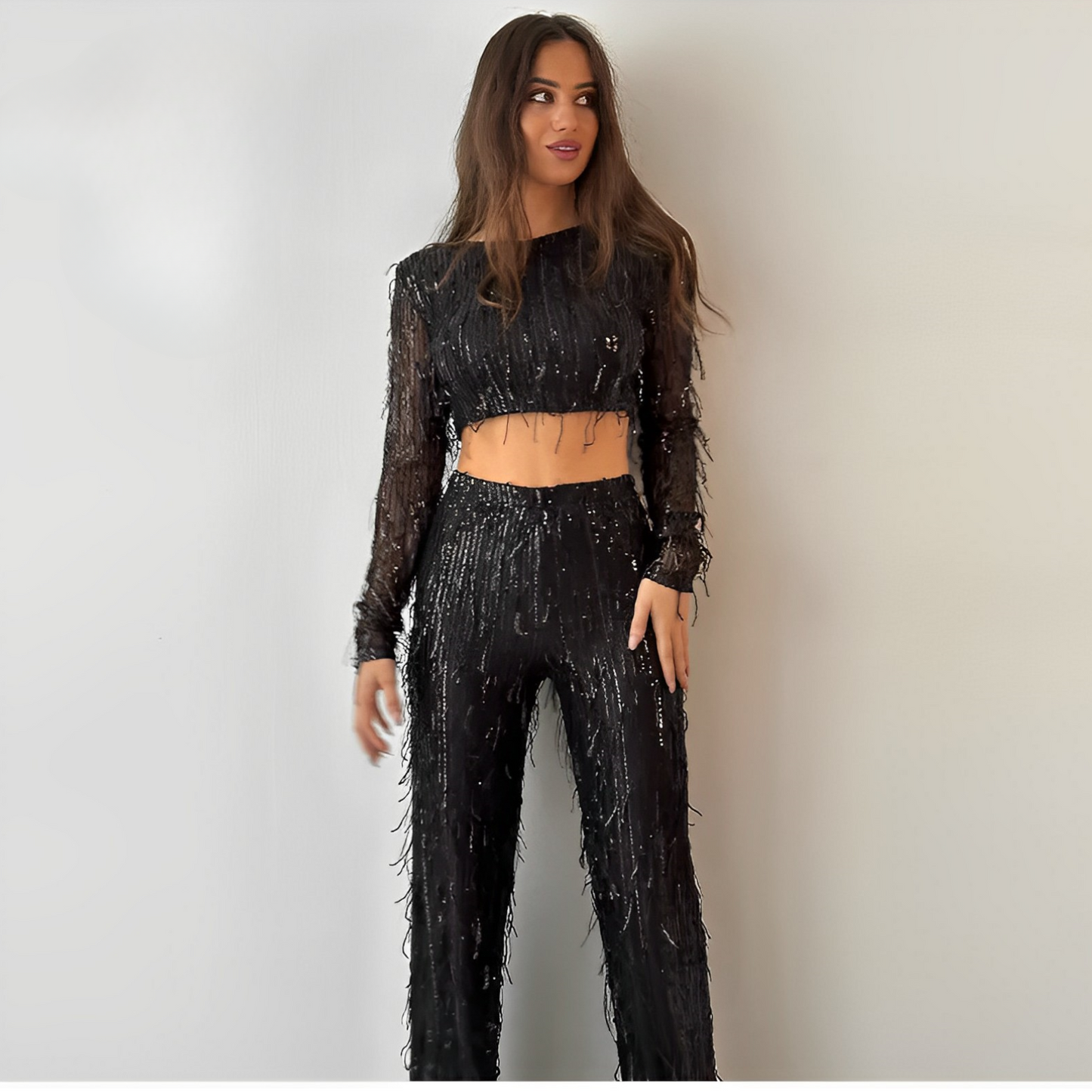 Glamoureuze pailletten tweedelige set voor dames - Celina