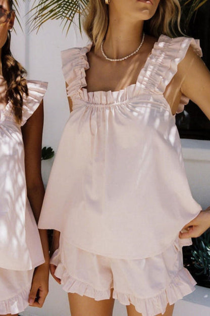 Tweedelige ruches pyjamaset voor de zomer – Nia