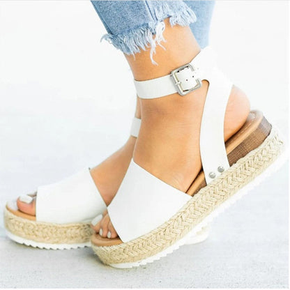 Dames Plateau Espadrille Sandalen met sleehak & bandjes – Livia