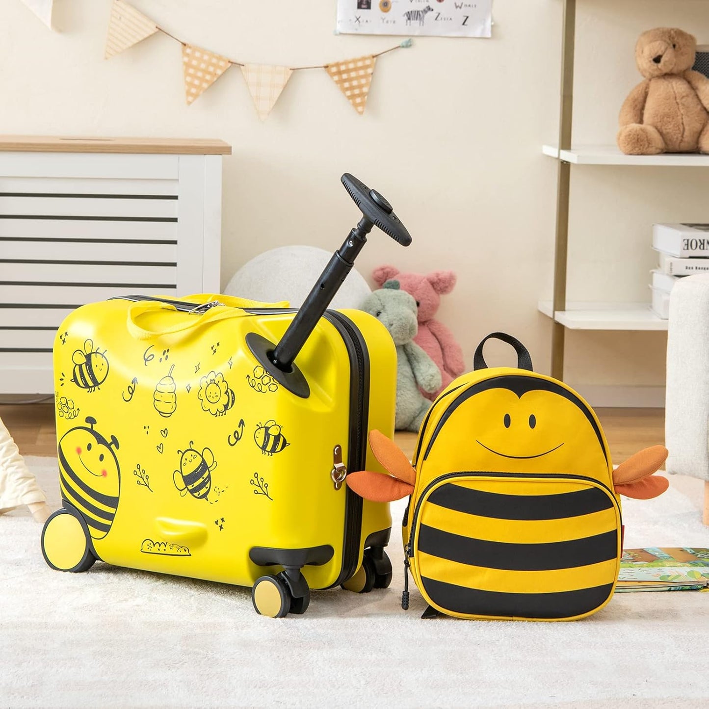 2-delige Ride-On Koffer en Reistas met Spinner Wielen voor Kinderen