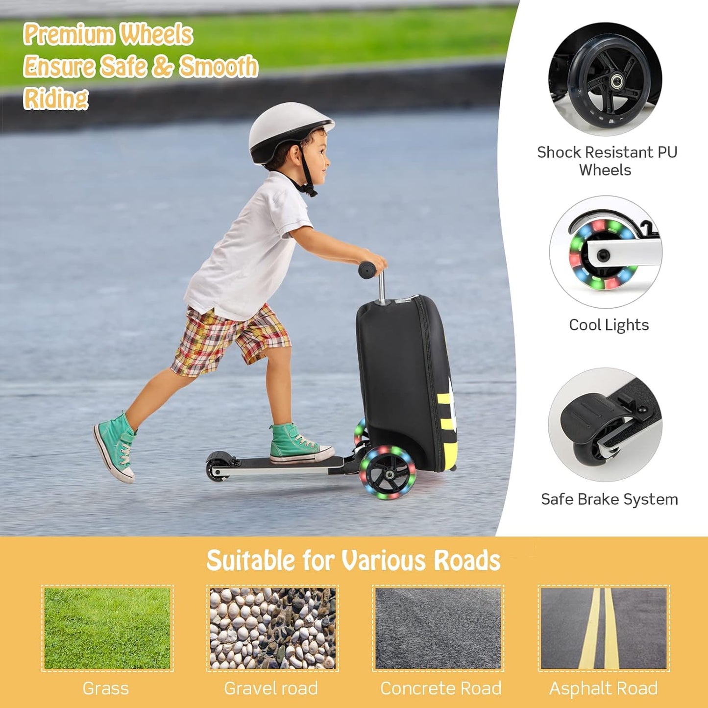 2-in-1 Step Kinderkoffer met LED Wielen