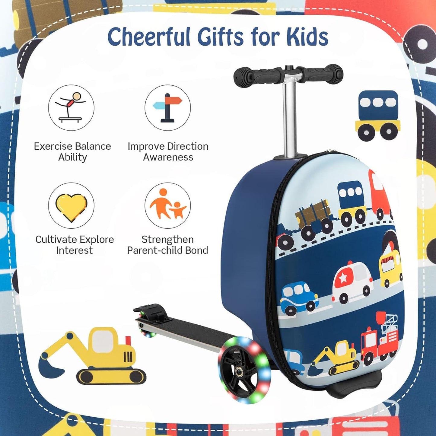 2-in-1 Step Kinderkoffer met LED Wielen