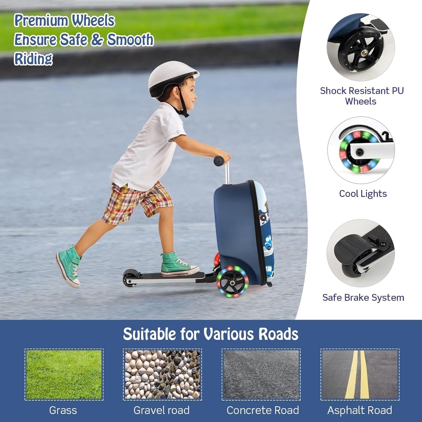 2-in-1 Step Kinderkoffer met LED Wielen