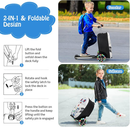 2-in-1 Step Kinderkoffer met LED Wielen