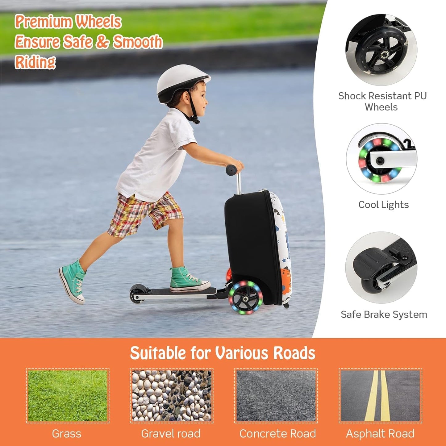2-in-1 Step Kinderkoffer met LED Wielen