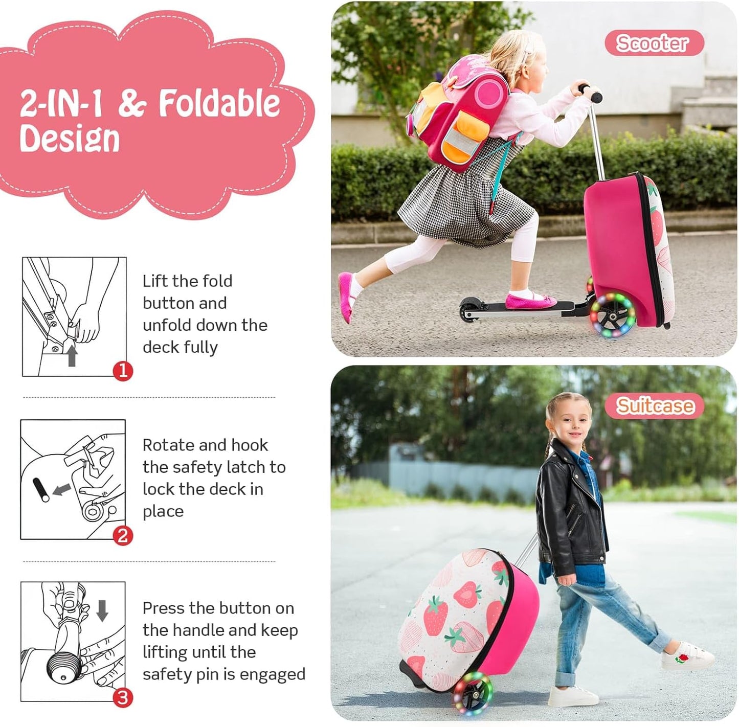 2-in-1 Step Kinderkoffer met LED Wielen
