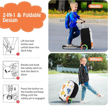 2-in-1 Step Kinderkoffer met LED Wielen