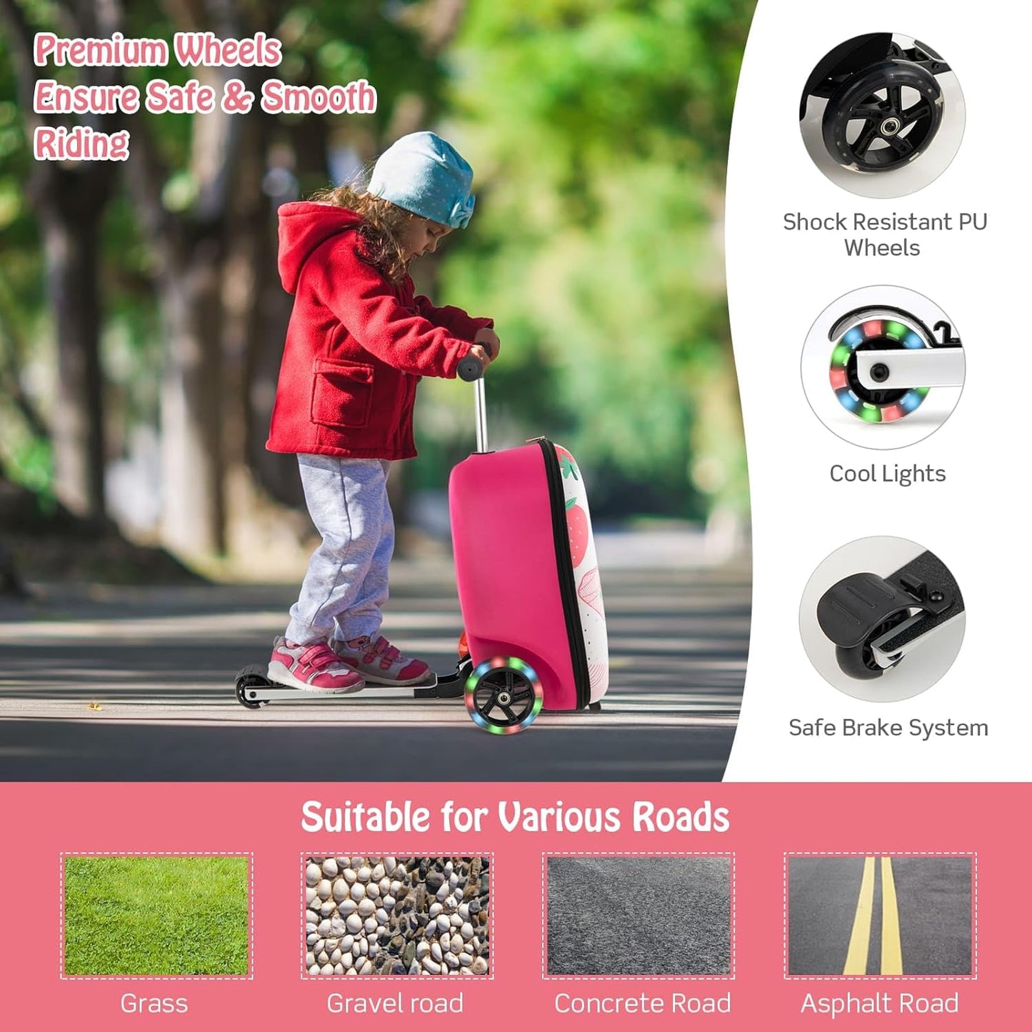 2-in-1 Step Kinderkoffer met LED Wielen