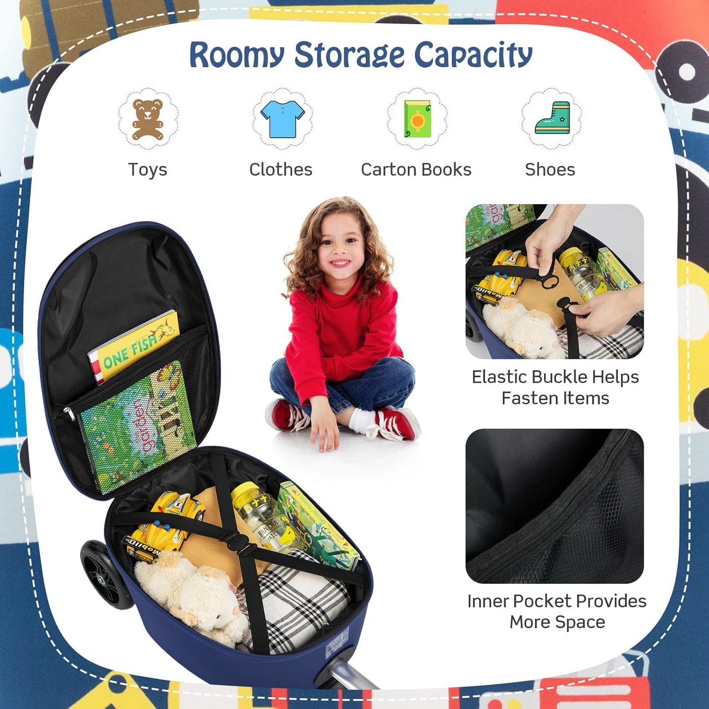 2-in-1 Step Kinderkoffer met LED Wielen