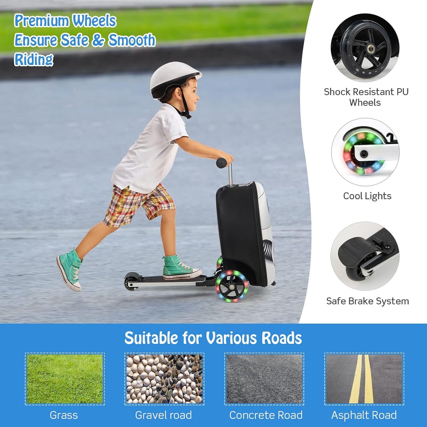 2-in-1 Step Kinderkoffer met LED Wielen