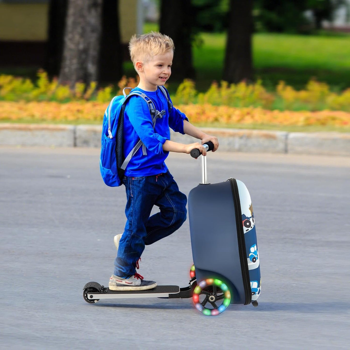 2-in-1 Step Kinderkoffer met LED Wielen