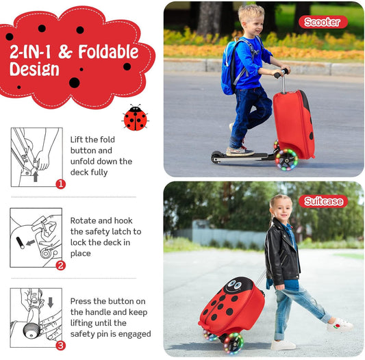 2-in-1 Step Kinderkoffer met LED Wielen