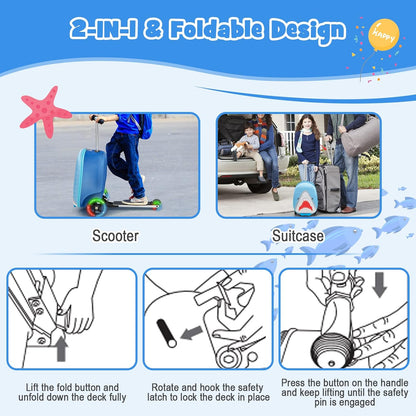 2-in-1 Step Kinderkoffer met LED Wielen