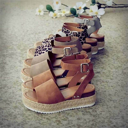 Dames Plateau Espadrille Sandalen met sleehak & bandjes – Livia