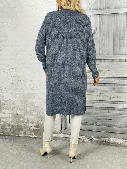 Lange gebreide dames cardigan voor herfst & winter – Elara