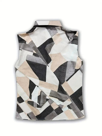 Trendy damesblouse met abstract patroon en knoopsluiting - Marlene