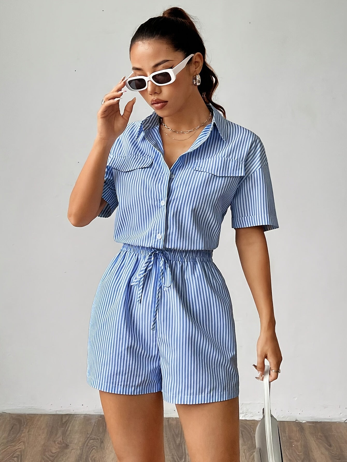 Trendy dames jumpsuit met korte mouwen voor de zomer - StreifenFrisch