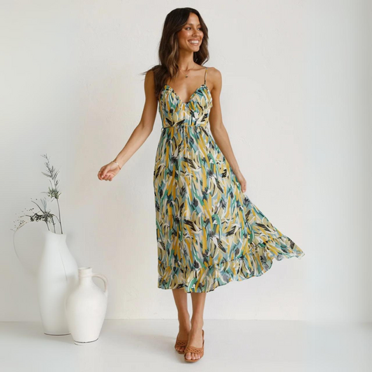 Zomerjurk met patroon en open rug-ontwerp – Elora