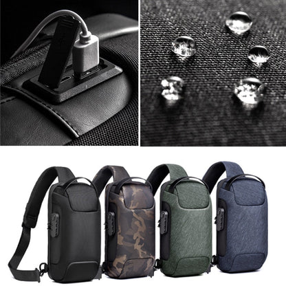 Compact Waterbestendige Schoudertas voor Mannen – Diefstalpreventie met USB-Poort
