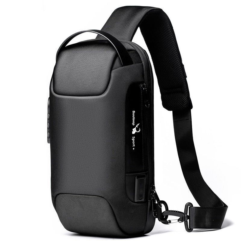 Compact Waterbestendige Schoudertas voor Mannen – Diefstalpreventie met USB-Poort