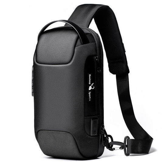 Compact Waterbestendige Schoudertas voor Mannen – Diefstalpreventie met USB-Poort