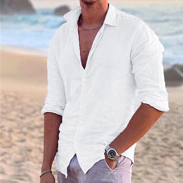 Luxe heren linnen shirt met lange mouwen - Milan