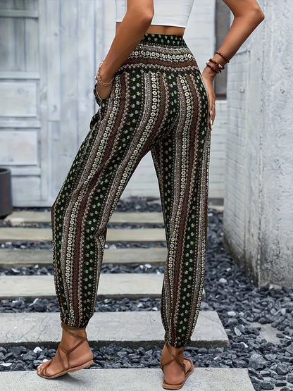 Boho Hoge Taille Damesbroek met Print & Geraffineerde Taille – Linara