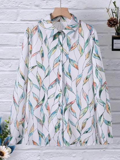 Trendy damesblouse met abstract patroon en knoopsluiting - Marlene