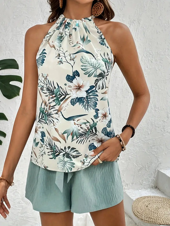 Tweedelig vrijetijdsset dames met tropenmotief - Leona