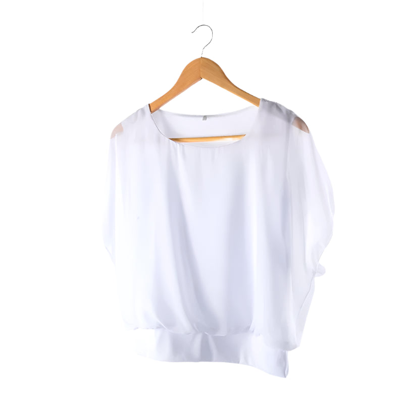 Dames Chiffon Blouse met Ruche Mouwen – Ariana