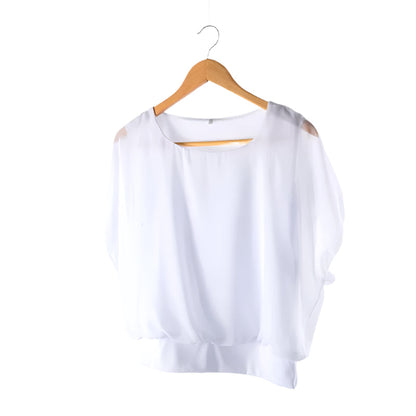 Dames Chiffon Blouse met Ruche Mouwen – Ariana