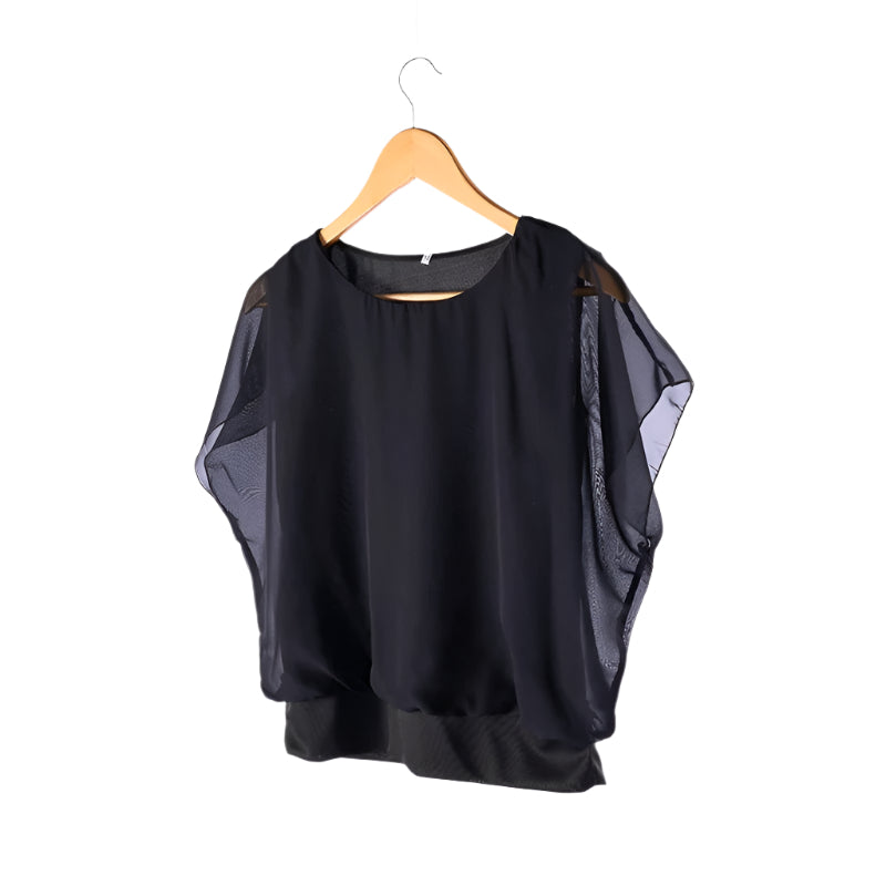 Dames Chiffon Blouse met Ruche Mouwen – Ariana