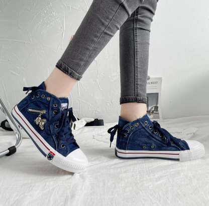 Trendy Hoge Denim Dames Sneakers – Selina