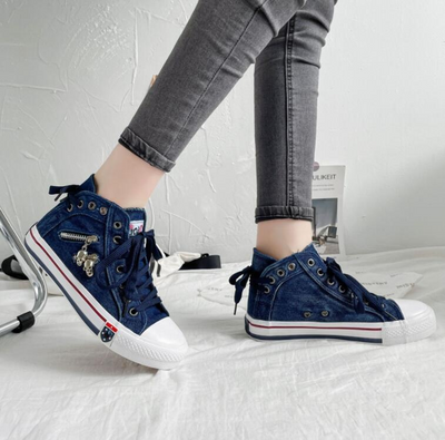 Trendy Hoge Denim Dames Sneakers – Selina