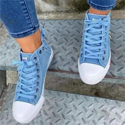 Trendy Hoge Denim Dames Sneakers – Selina