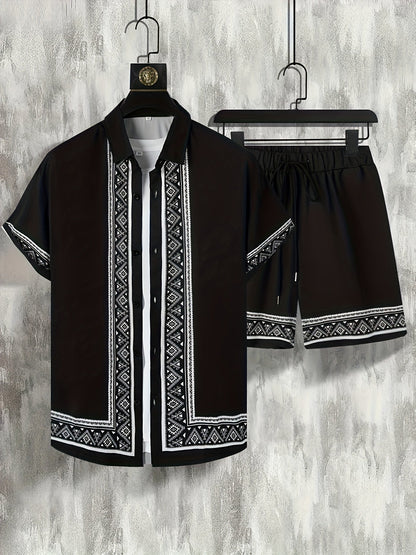 Tweedelige Boho Zomer Set Heren Shirt en Shorts Casual - Malik