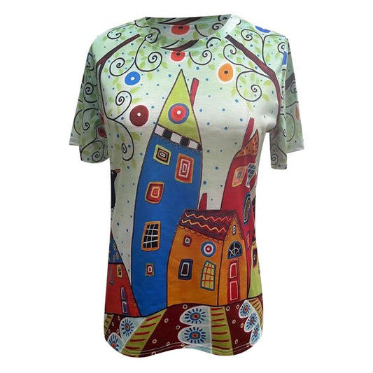 Licht dames T-shirt met print voor dagelijks gebruik en vakantie - SommerFun