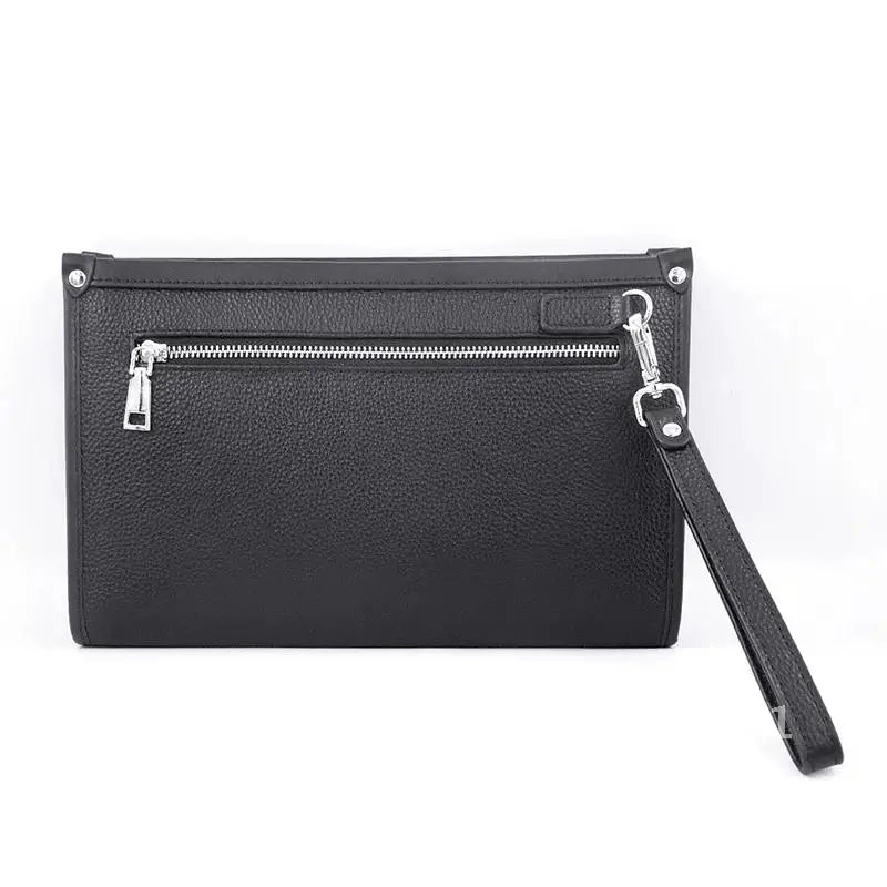 Heren Clutch van Echt Leer met Vingerafdrukslot – Zwart