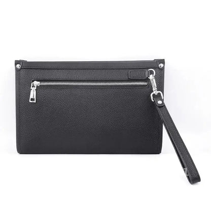 Heren Clutch van Echt Leer met Vingerafdrukslot – Zwart