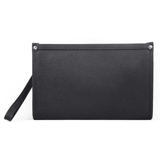 Heren Clutch van Echt Leer met Vingerafdrukslot – Zwart