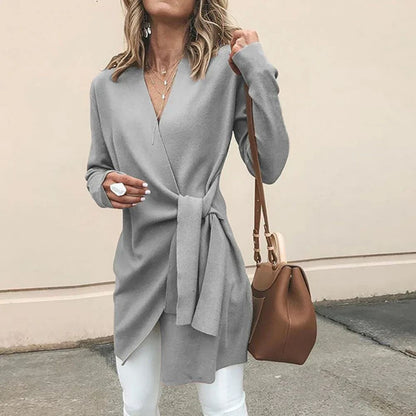 Gebreid Damesvest Met Strikceintuur – Elin