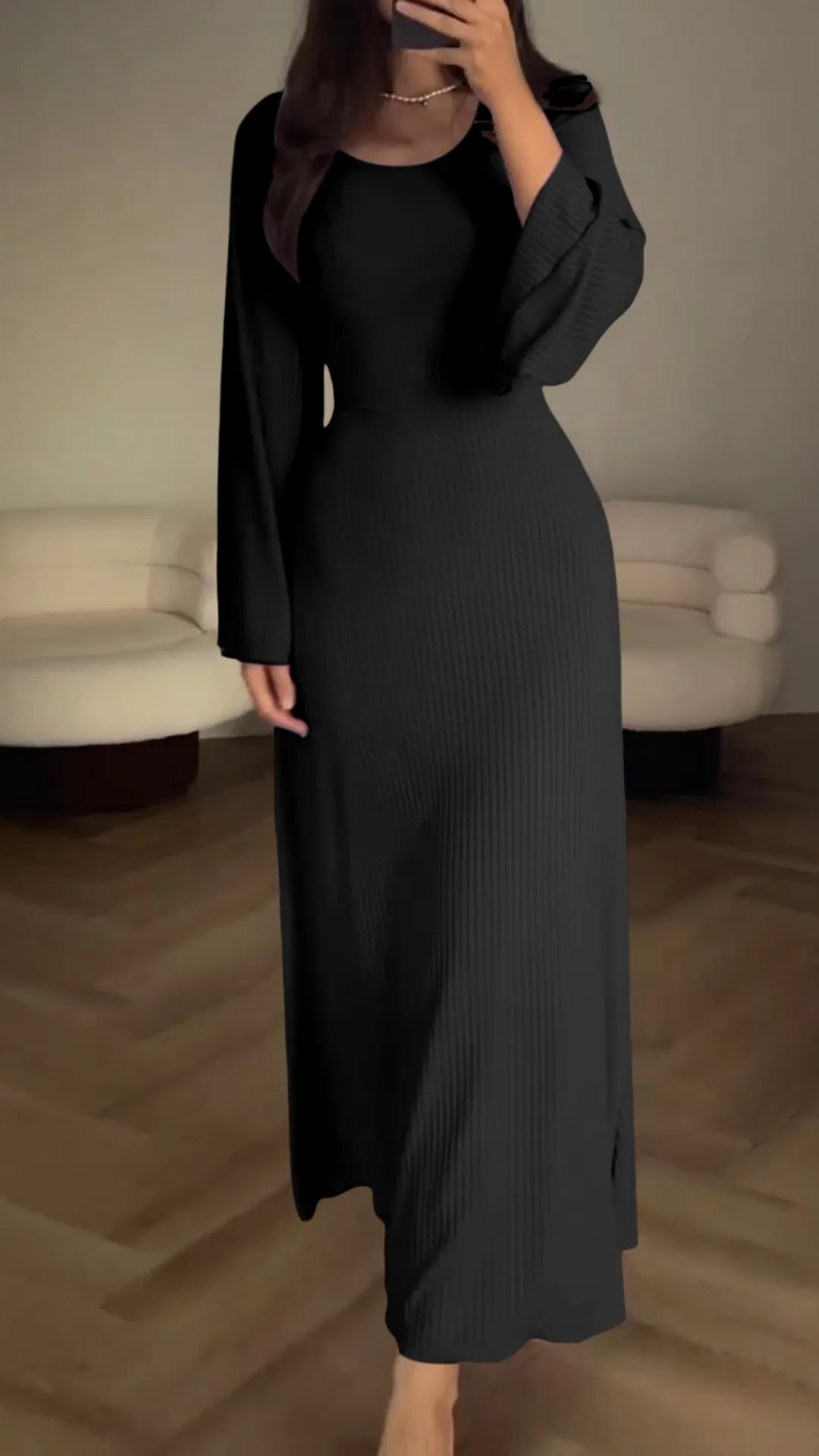 Stijlvolle Bodycon Maxi Jurk met Vetersluiting - Valencia