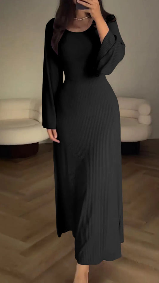 Stijlvolle Bodycon Maxi Jurk met Vetersluiting - Valencia