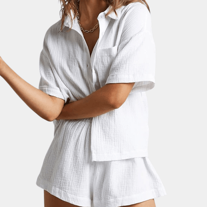 Tweedelig dames zomer set met shirt en short – Noemi