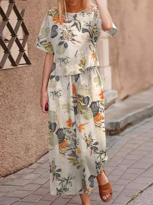 Luchtige twee-delige zomeroutfit van katoen met een flatterende pasvorm – Boho set Zephyra